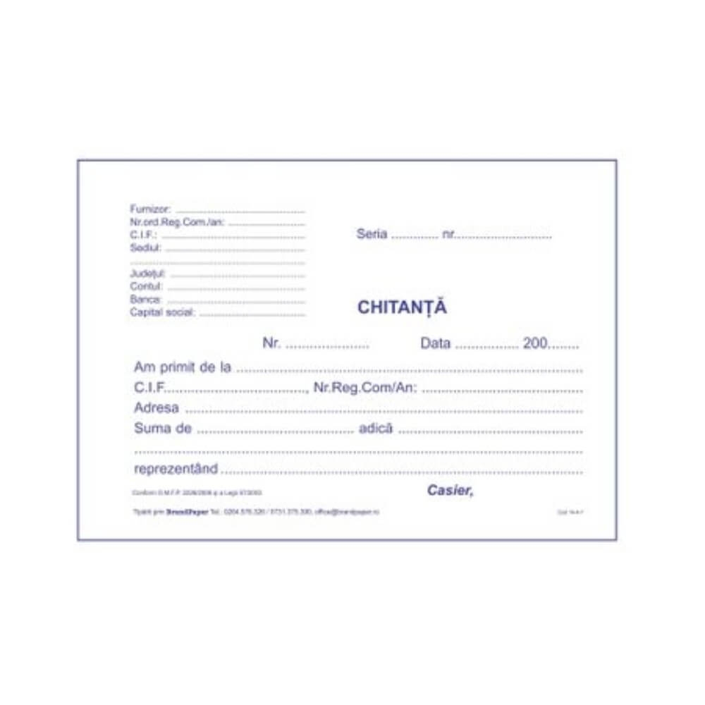 Chitantier A6, 3 Ex, 50 Seturi/Carnet - Formular Chitante Tipizate