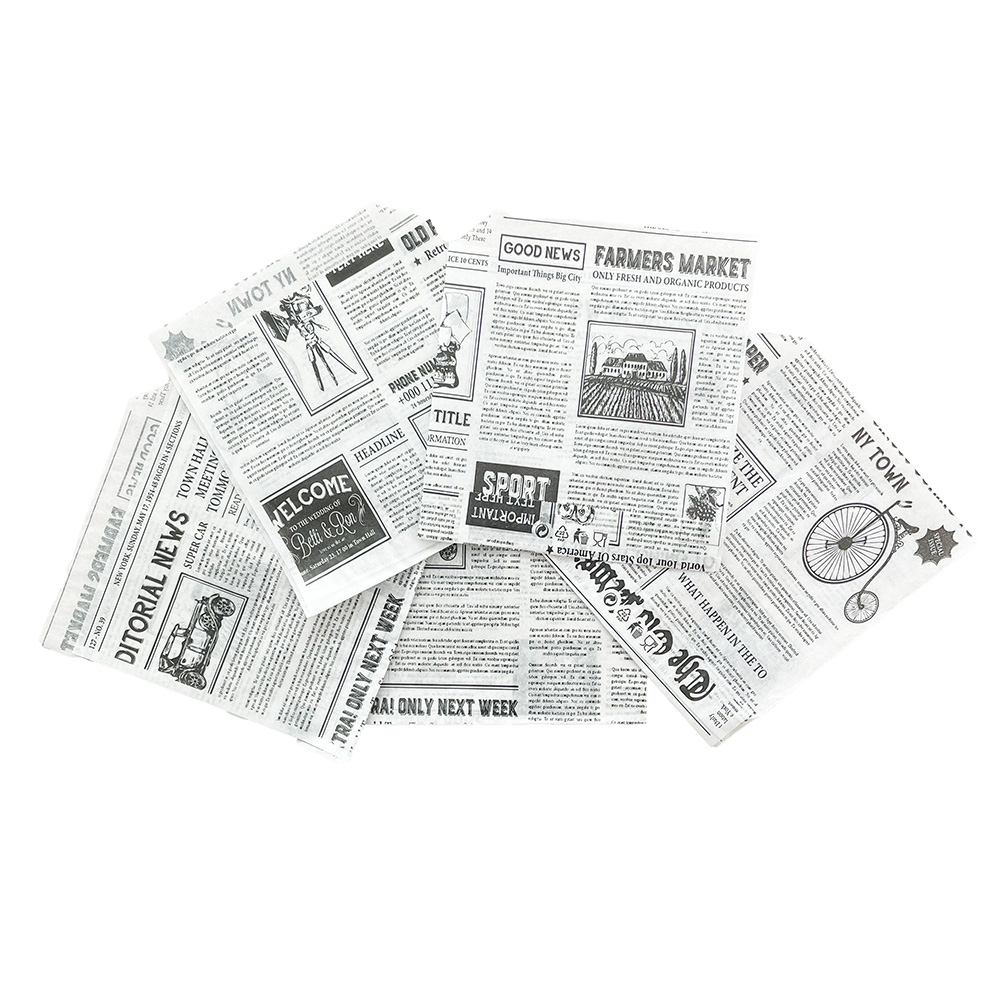 Bax 2000 Coltare Hamburger, 16.5x17 cm, Model Ziar, 35 g/mÂ², Rezistenta la Grasimi, Coltar pentru Hamburger, Ambalaje Fast Food, Ambalaje pentru Hamburgeri, Ambalaje Hamburger, Plic Hamburger, Plicuri Hamburger, Plicuri Fast Food