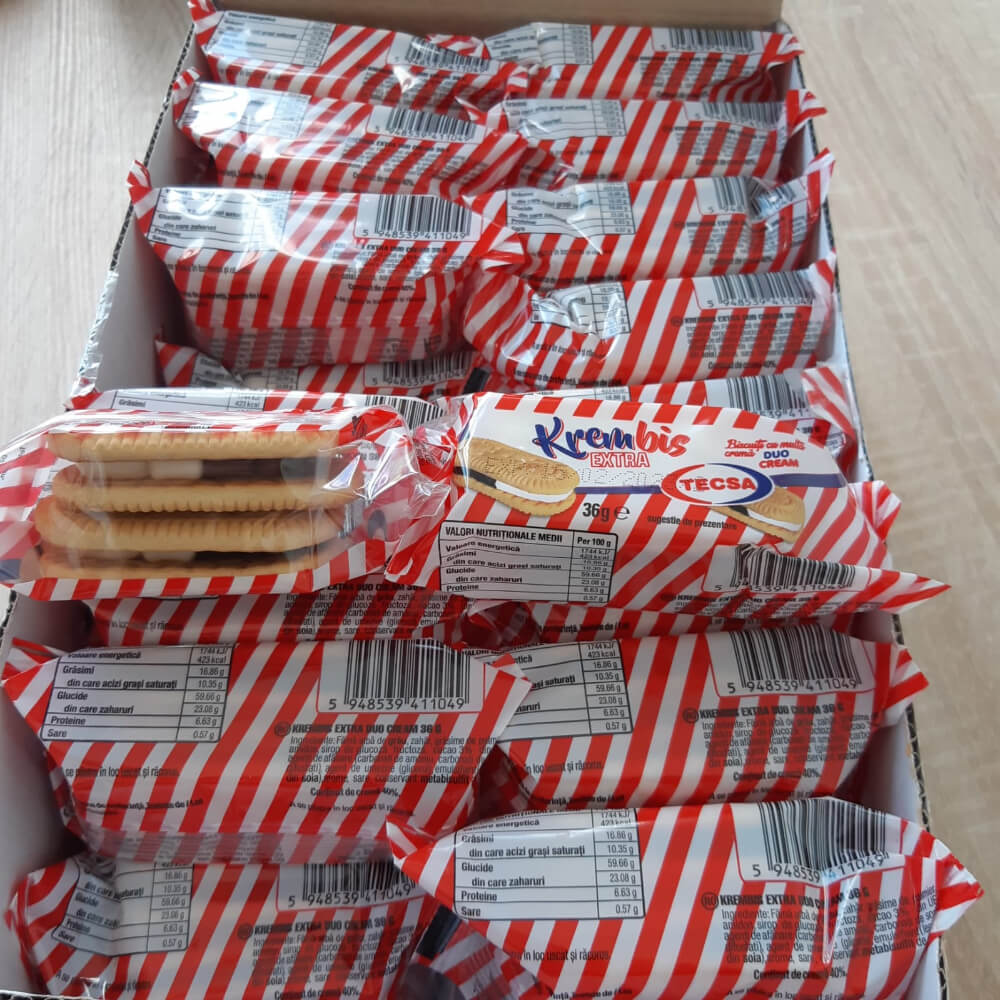 Set 48 Pachete de Biscuiti cu Cacao si Vanile Tecsa Duo, 36 g