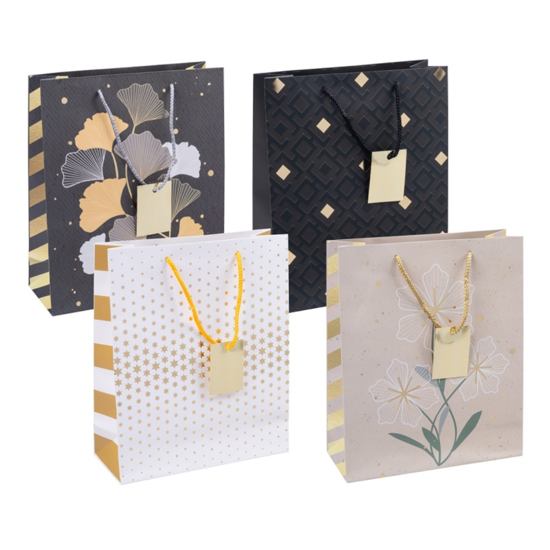 Punga Cadou, Carton Laminat 210gsm, Design Divers, 25x30x10cm, Eticheta 5x7cm Pe Maner, Donau Home -