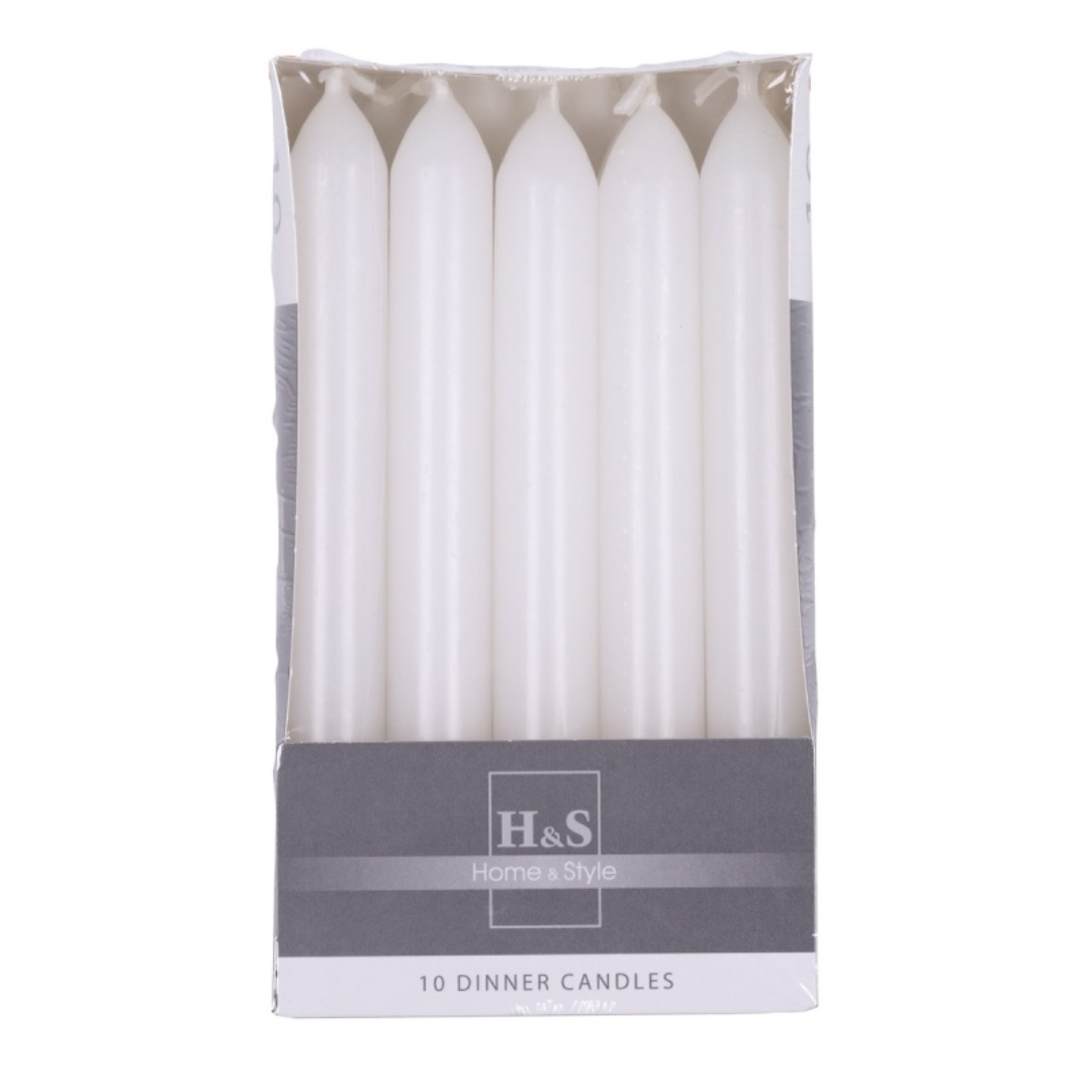Lumanari Pentru Cina, 20 X 170mm, 10 Buc/set, Donau Home - Albe