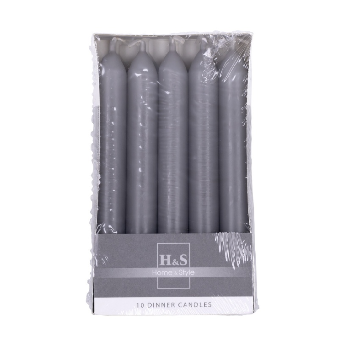 Lumanari Pentru Cina, 20 X 170mm, 10 Buc/set, Donau Home - Grafit
