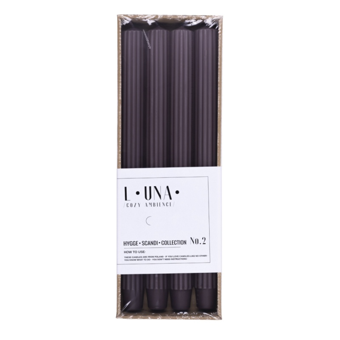 Lumanari Cu Dungi, Pentru Cina, 25 X 300mm, 4 Buc/set, Donau Home - Blackberry