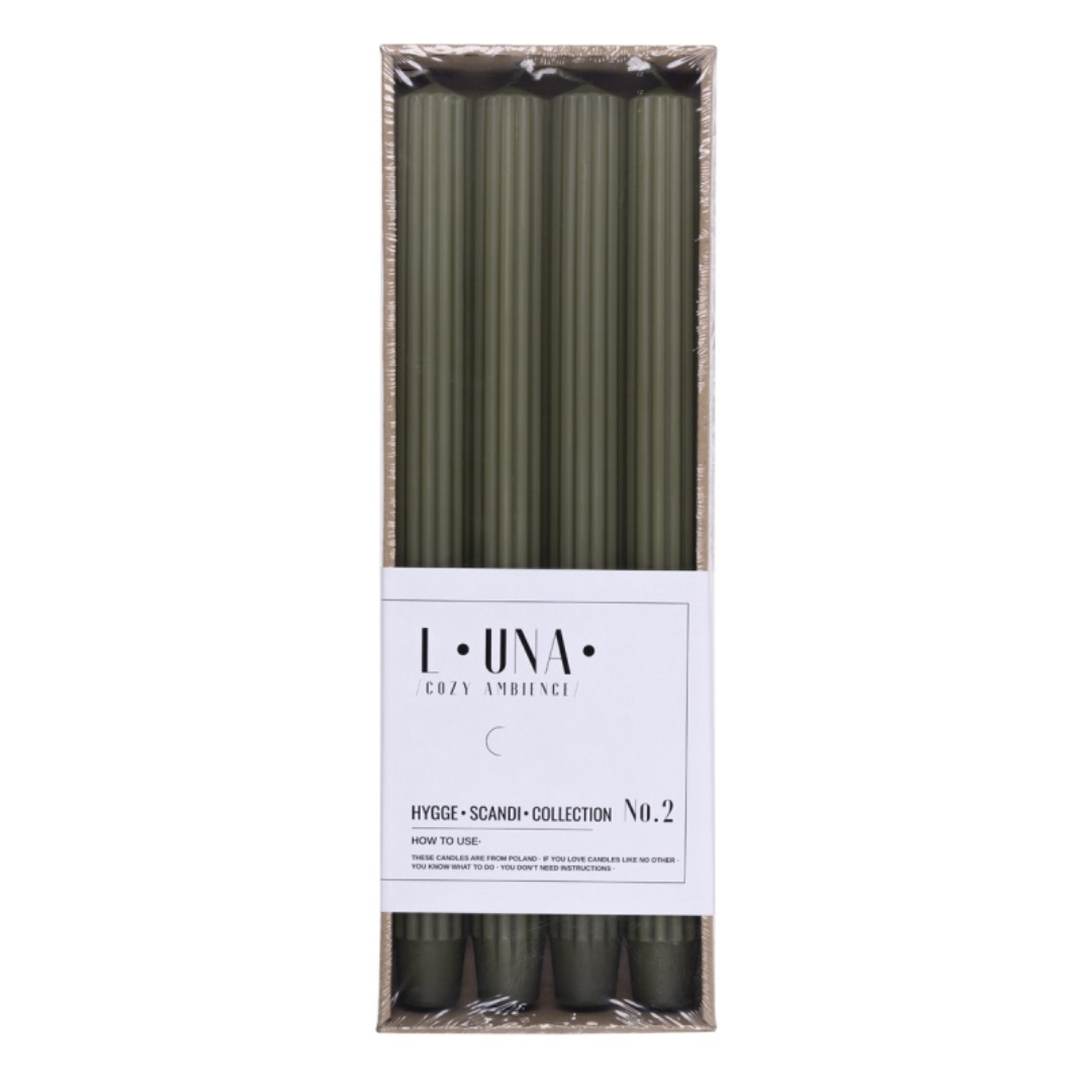 Lumanari Cu Dungi, Pentru Cina, 25 X 300mm, 4 Buc/set, Donau Home - Kaki