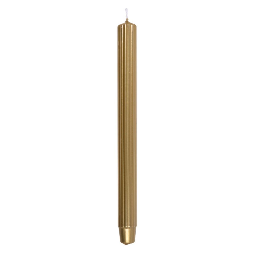 Lumanari Cu Dungi, Pentru Cina, Lacuite, 25 X 300mm, 4 Buc/set, Donau Home - Aurii