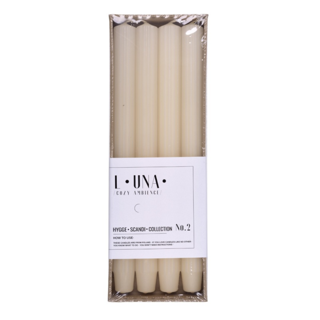 Lumanari Cu Dungi, Pentru Cina, 25 X 300mm, 4 Buc/set, Donau Home - Crem