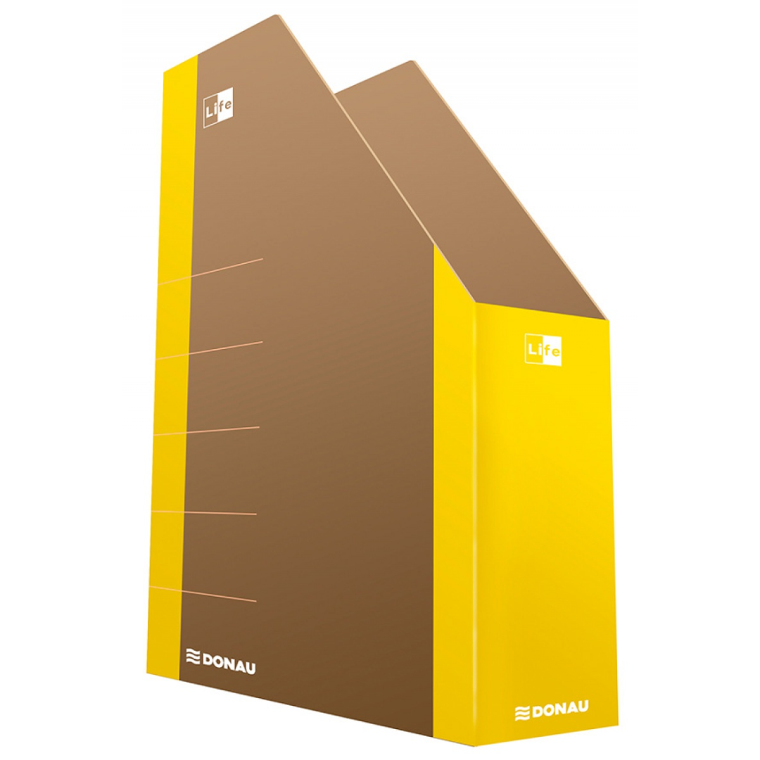 Suport Vertical Pentru Cataloage, A4 - 8cm Latime, Carton 800gsm, Donau Life - Margine Galbena Suport Vertical Pentru Cataloage, A4 - 8cm Latime, Carton 800gsm, Donau Life - Margine Galbena