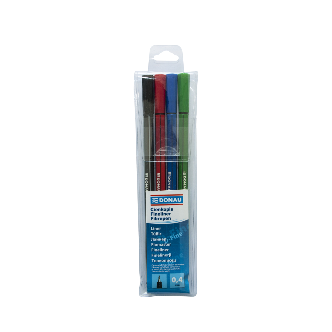 Fine Liner, Varf Fetru 0.4mm, Donau D-fine - 4 Culori/set Fine Liner, Varf Fetru 0.4mm, Donau D-fine - 4 Culori/set
