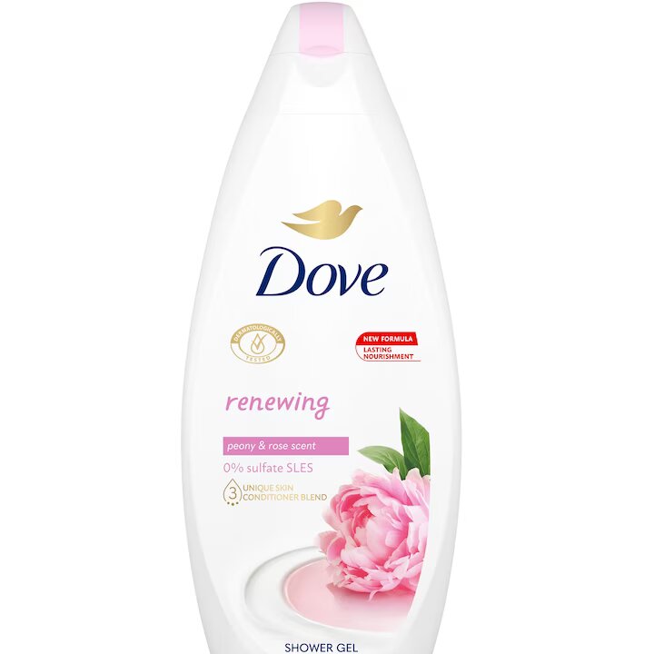 Gel De Dus Dove Parfum De Bujor, Cantitate 250 Ml, Extrac De Bujor Si Parfum De Trandafir