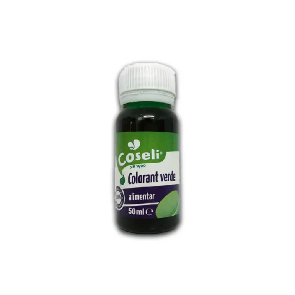 Colorant Alimentar Verde COSELI, 50ml, Colorant Verde, Colorant Verde pentru Mancare, Colorant Coseli, Colorant pentru Patiserie, Colorant Verde pentru Deserturi, Colorant Alimentar pentru Deserturi, Sticluta Colorant Verde