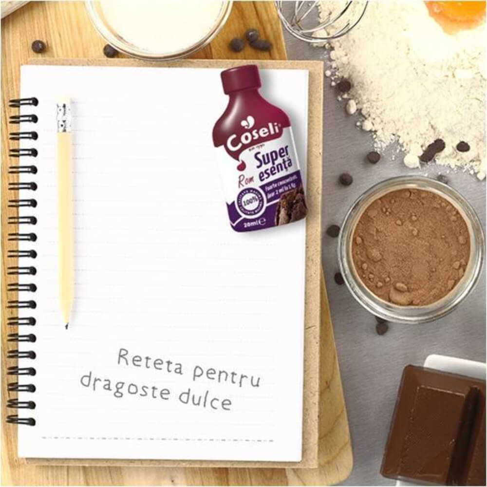 Superesenta de Rom Coseli, 20 ml, Esente pentru Prajituri, Esenta de Rom pentru Prajituri, Coseli Esente de Rom, Esenta Rom pentru Deserturi, Superesente Sticlute Coseli, Aroma de Rom, Superesenta Rom