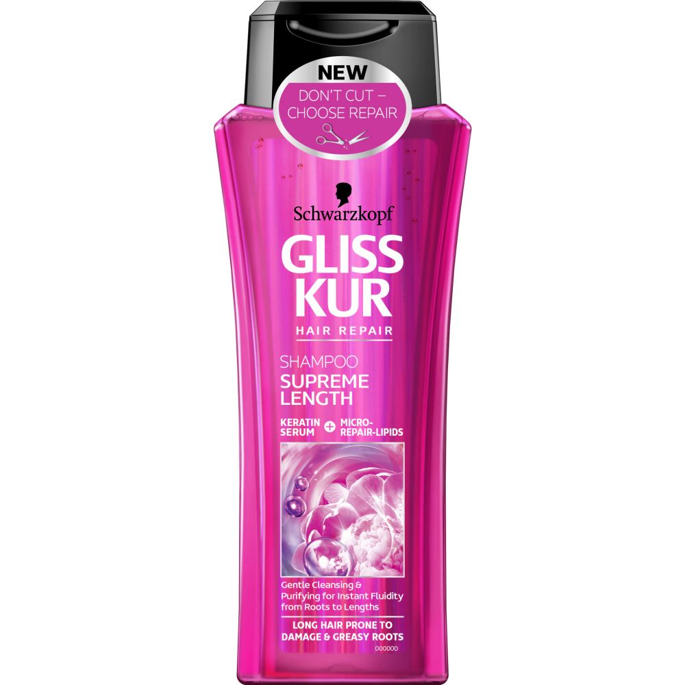 Sampon SCHWARZKOPF Gliss Supreme Length, 250 ml, Pentru Par Degradat, Sampon pentru Par, Sampon pentru Femei