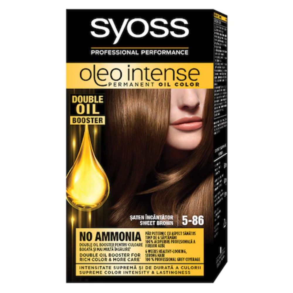 Vopsea de Par Permanenta, Fara Amoniac, SYOSS Oleo Intense, 5-86 Nuanta Saten Incantator, 115 ml, Vopsea Permanenta, Vopsea Fara Amoniac, Vopsea SYOSS, Vopsea de Par Profesionala