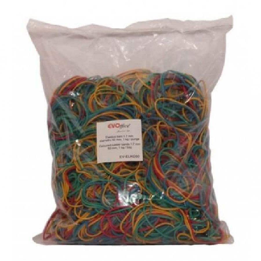 Elastice pentru Bani EVOffice, Diametru 50 mm, 1Kg/Bax, Elastice de Bani, Elastice Bani, Gume Elastice de Fixare, Elastice Bani, Elastice Cauciuc, Benzi Elastice, Set Benzi Elastice