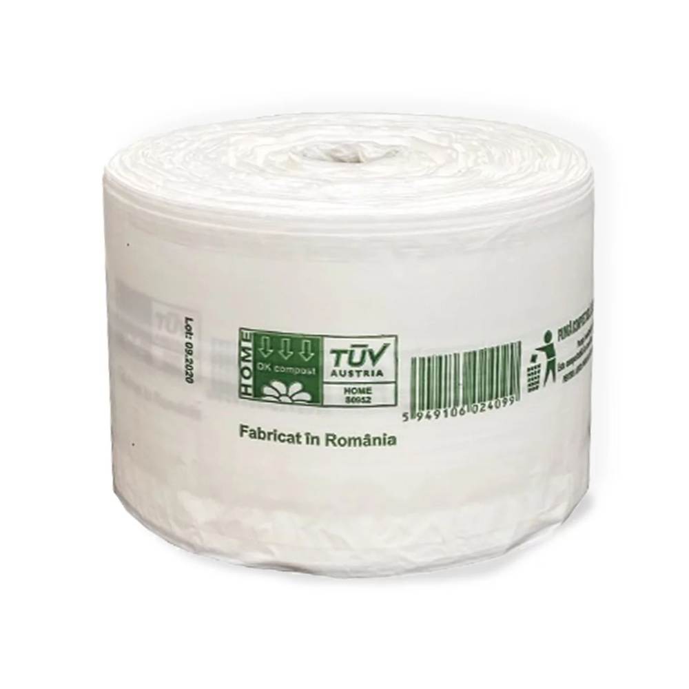 Pungi Biodegradabile Verzi in Rola, Dimensiune 23x12x45 cm, Grosime 23 MIC, Cantitate 250 Buc/Rola