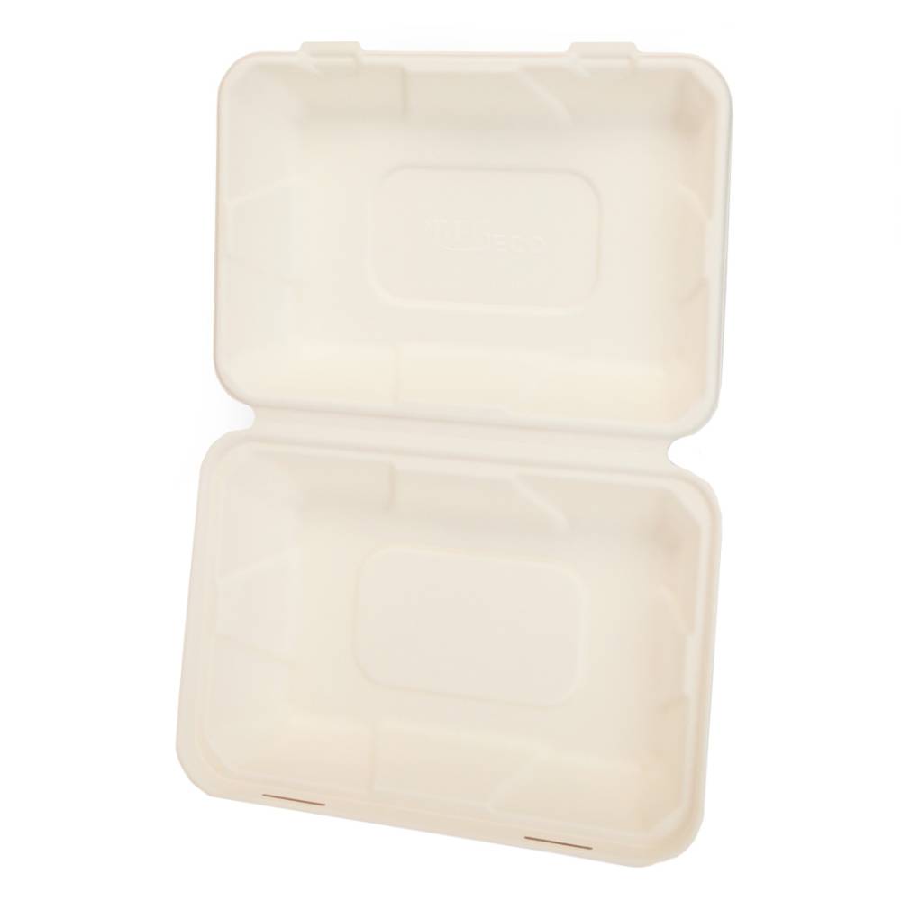 Set 200 Caserole Biodegradabile cu Capac pentru Hamburger din Fibra Lemnoasa, Dimensiune 230x159x80 mm, 1 Compartiment