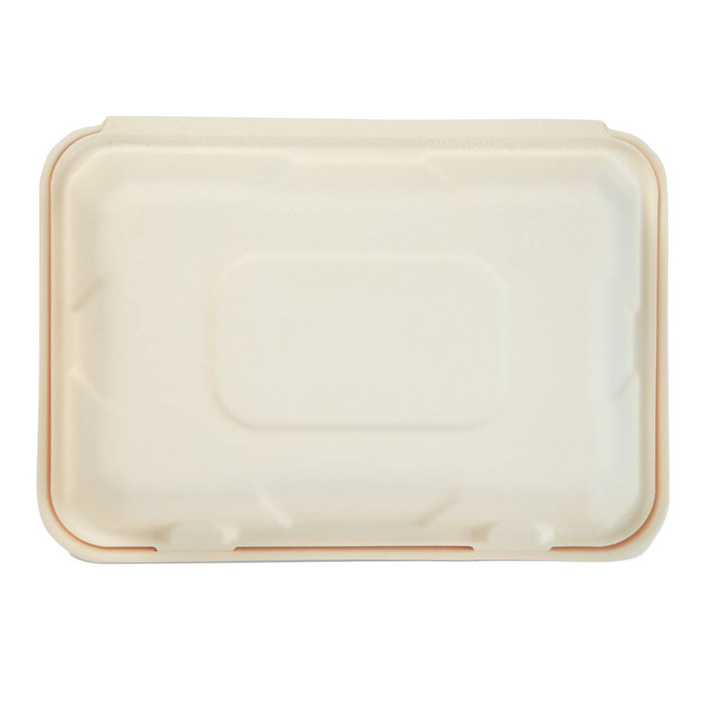 Set 200 Caserole Biodegradabile cu Capac pentru Hamburger din Fibra Lemnoasa, Dimensiune 230x159x80 mm, 1 Compartiment