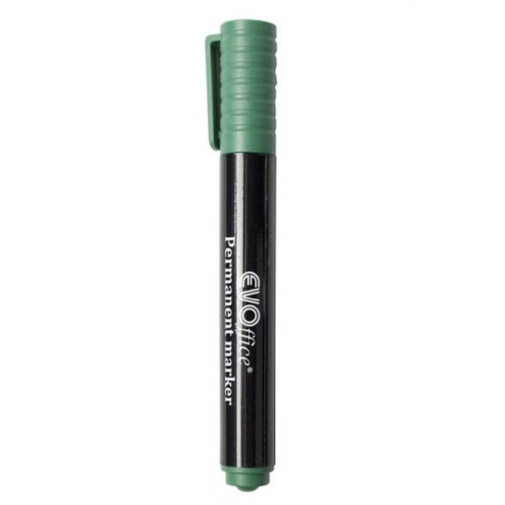 Marker Permanent EVOffice cu Varf Tesit, Culoarea Verde - Instrumente de Scris