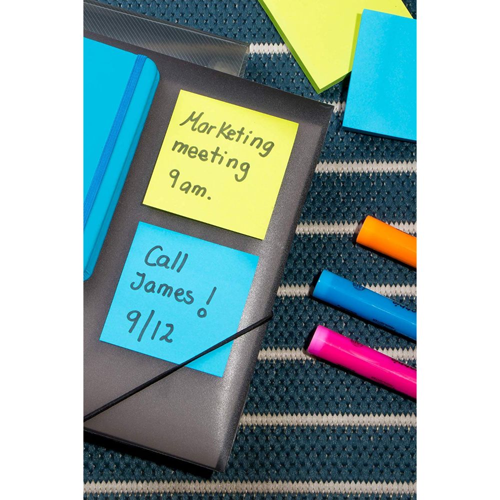 Notite Adezive EVOffice, Dimensiunea 75x75 mm, Culoare Galben Neon, 100 File, Ideale pentru Mesaje si Memento-uri