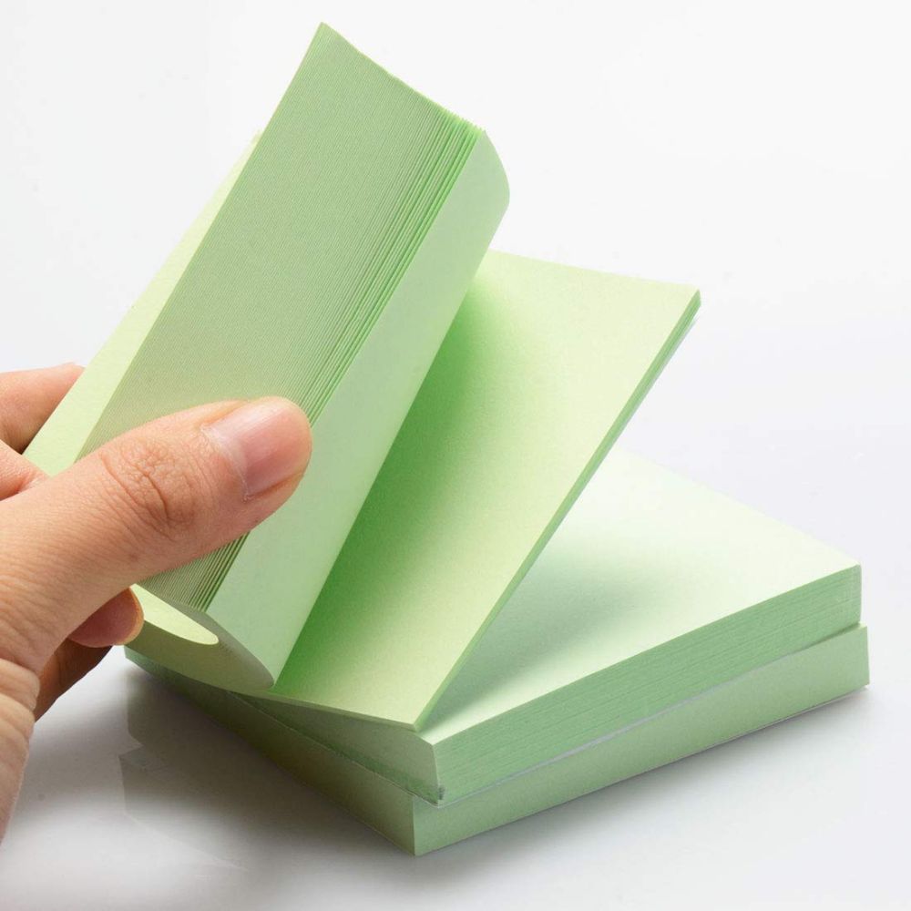 Notite Adezive EVOffice, Dimensiunea 75x75 mm, Culoare Verde Pastel, 100 File, Ideale pentru Mesaje si Memento-uri