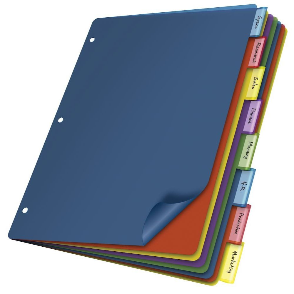 Separatoare din Carton EVOffice, Format A4, 5 Culori/Set, Index din Carton, Separatoare Bibliorafturi - Despartitoare din Carton