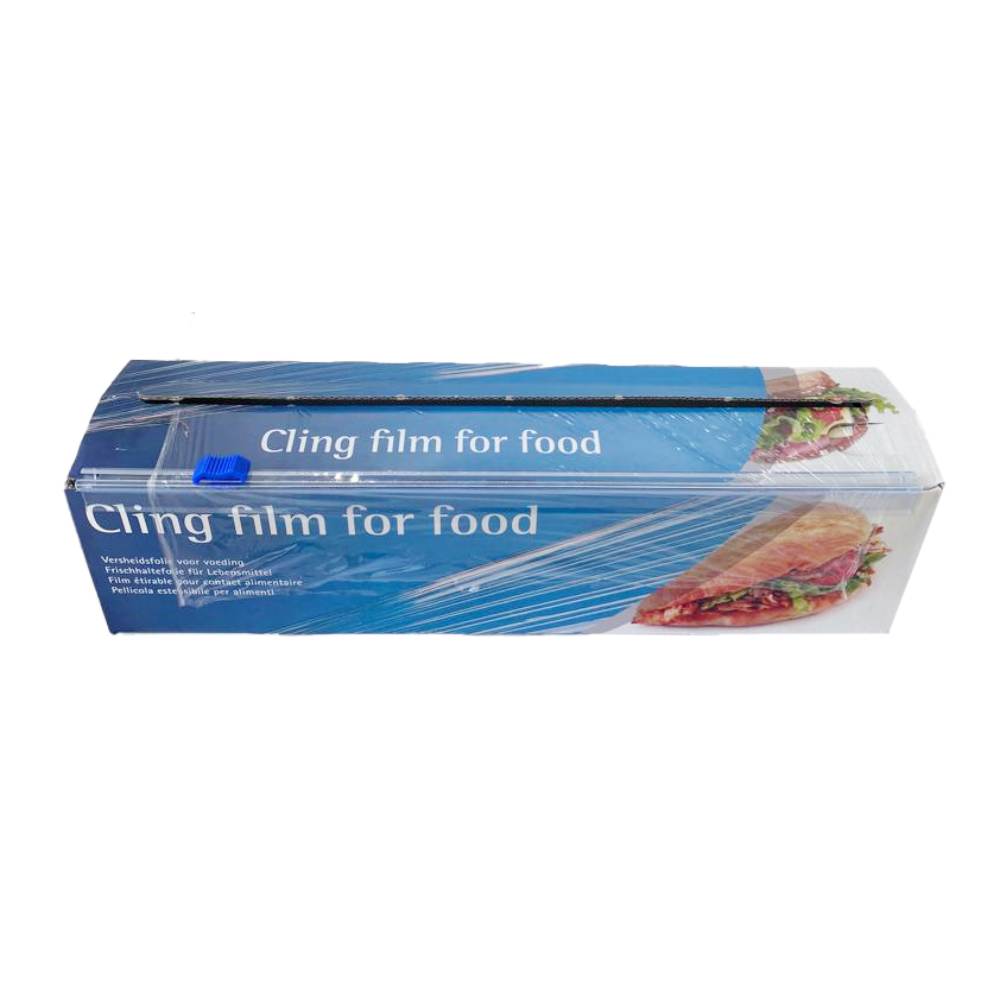 Folie Alimentara Stretch cu Dispenser, 450mm x 300m, 9 MIC, Folie PVC pentru Catering