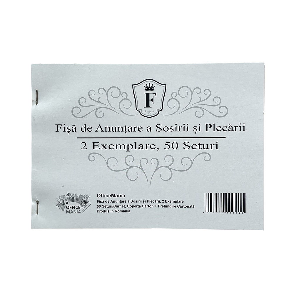 Fisa Cazare A5, 2 Ex, 50 Seturi/Carnet, Formular Anuntare Sosiri, Formular Anuntare Plecari, Fisa Cazare, Set Fisa Cazare, Formular Autocopiativ, Fisa anuntare si sosiri, Tipizate Nepersonalizate, Fisa de Turism, Fise de Hotel