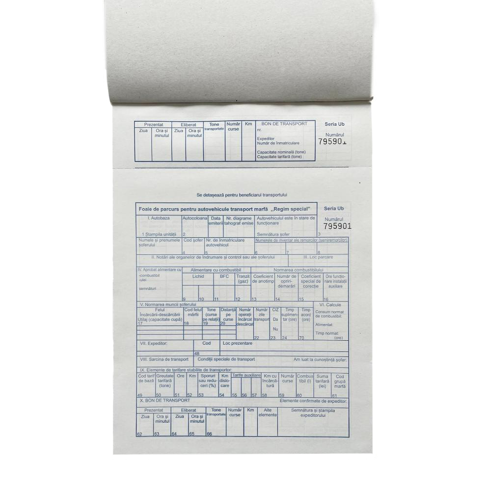 Foaie Parcurs Marfa A4, 100 File/Carnet - Formular Tipizat pentru Transport de Marfa