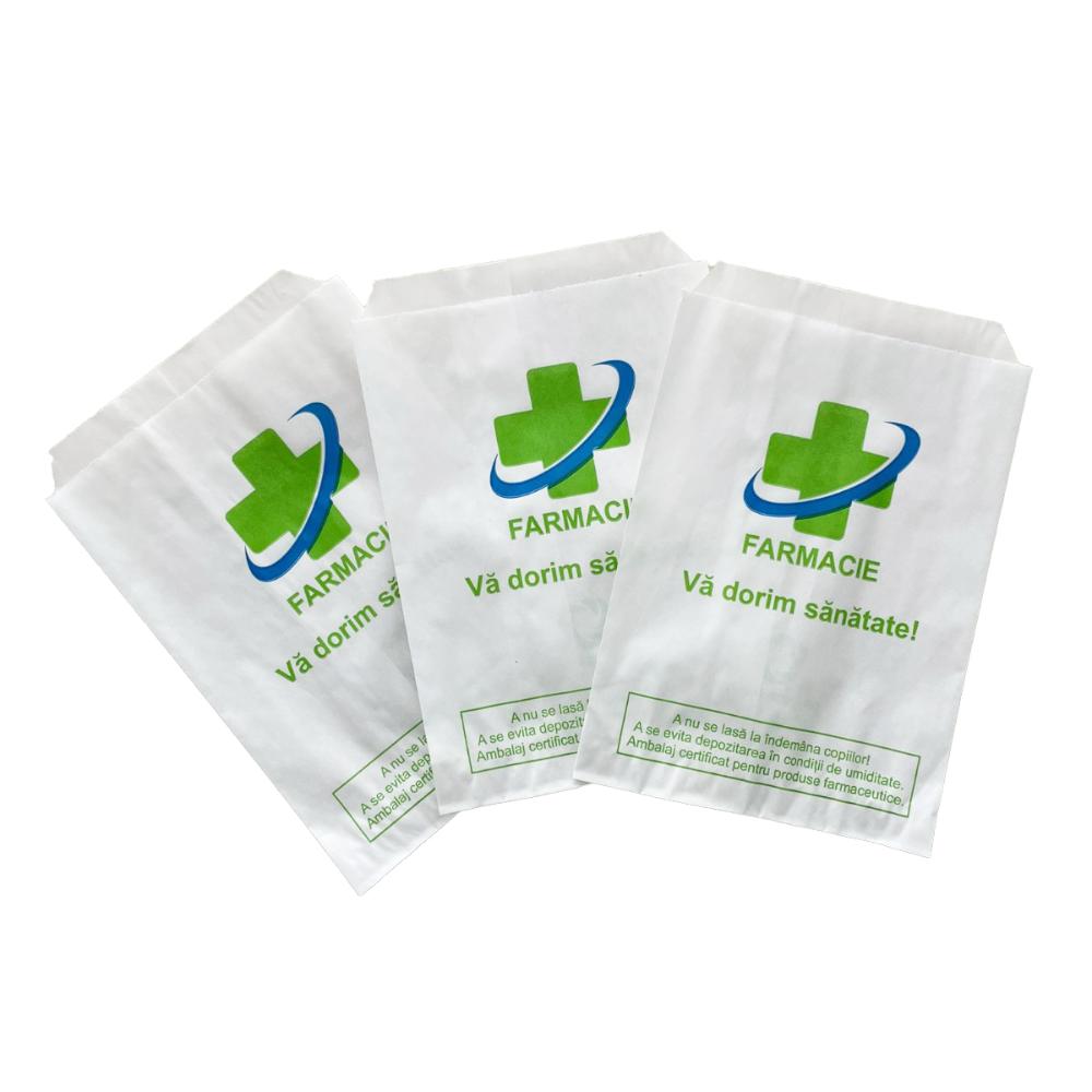 Pungi Imprimate din Hartie pentru Farmacie, Dimensiune 12x19 cm, 2000 Buc/Bax