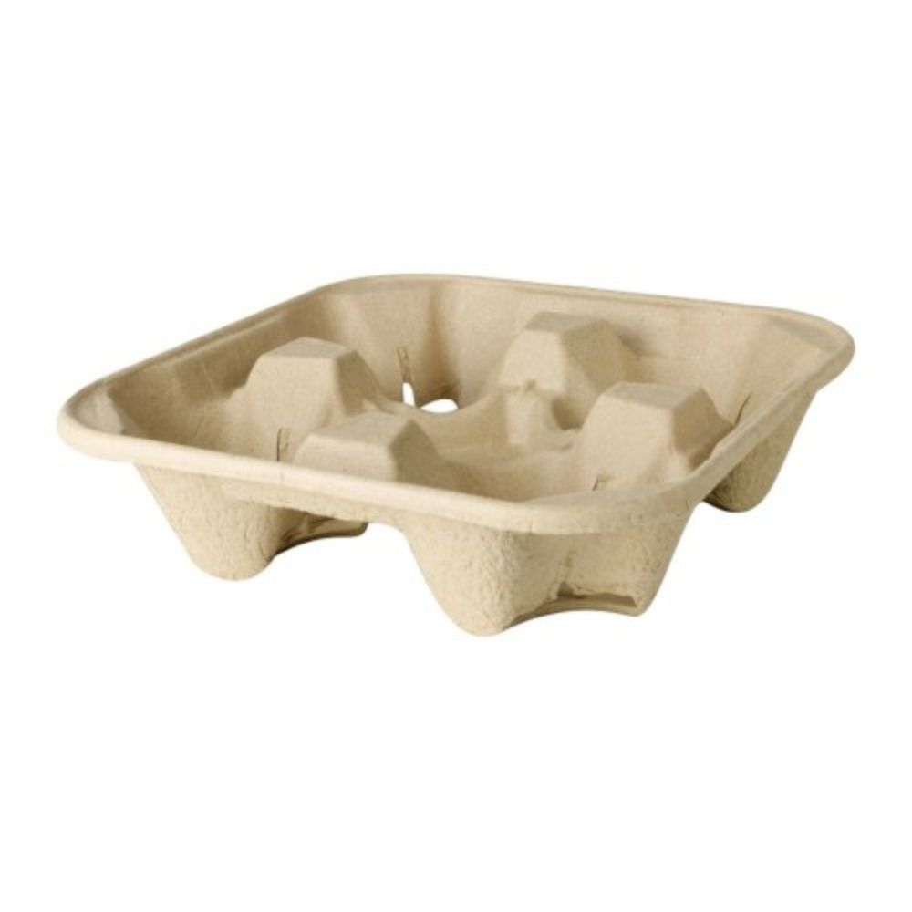 Suport din Carton pentru 4 Pahare, 225x205 mm, 100 Buc/Set, Tip Cofrag, Suporturi pentru Pahare, Suport Pahare Tip Cofrag, Suport Pahare Cofraj, Suport Pahare TO GO, Suporturi pentru Pahare din Carton