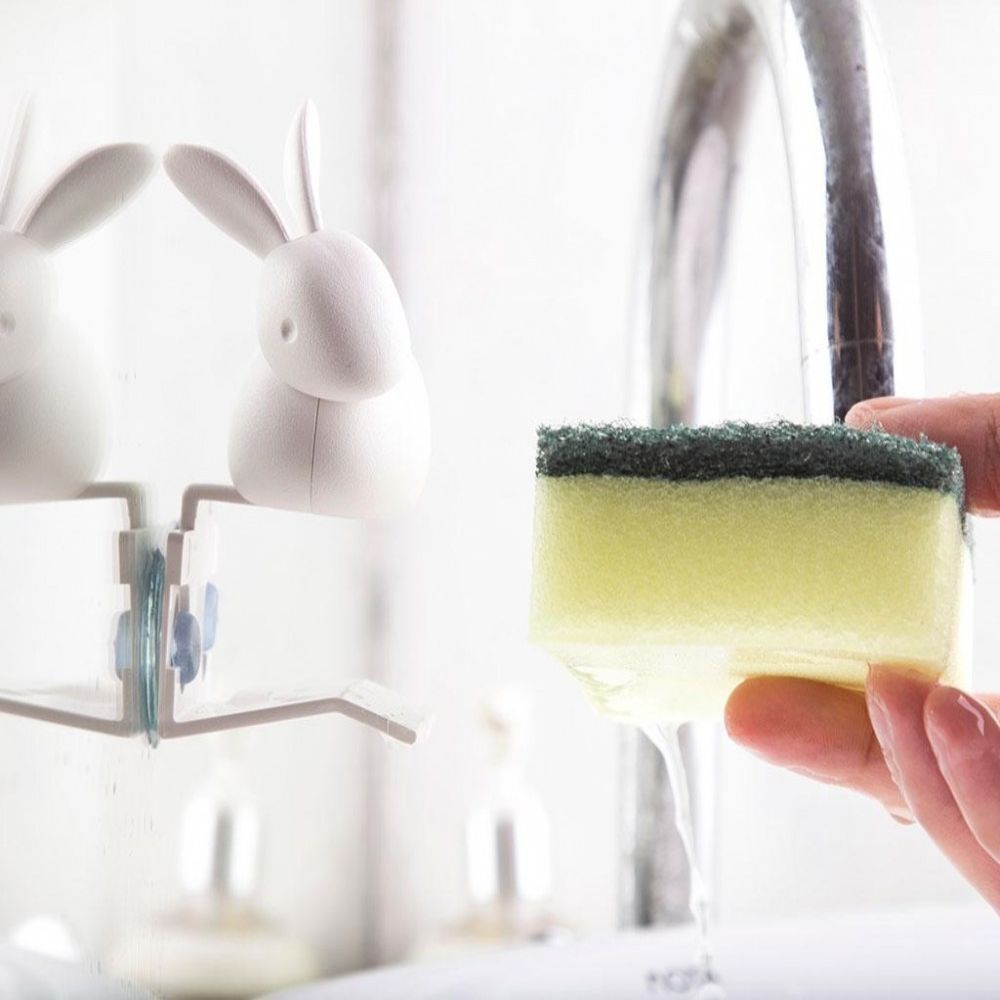 Set 2 Bureti de Vase cu Canelura, 90x70x40 mm, Spuma Poliuretanica si Fibra Abraziva, Culoare Galbena, Burete Vase Zorex Basic, Bureti Curatare, Burete pentru Menaj, Bureti pentru Casa