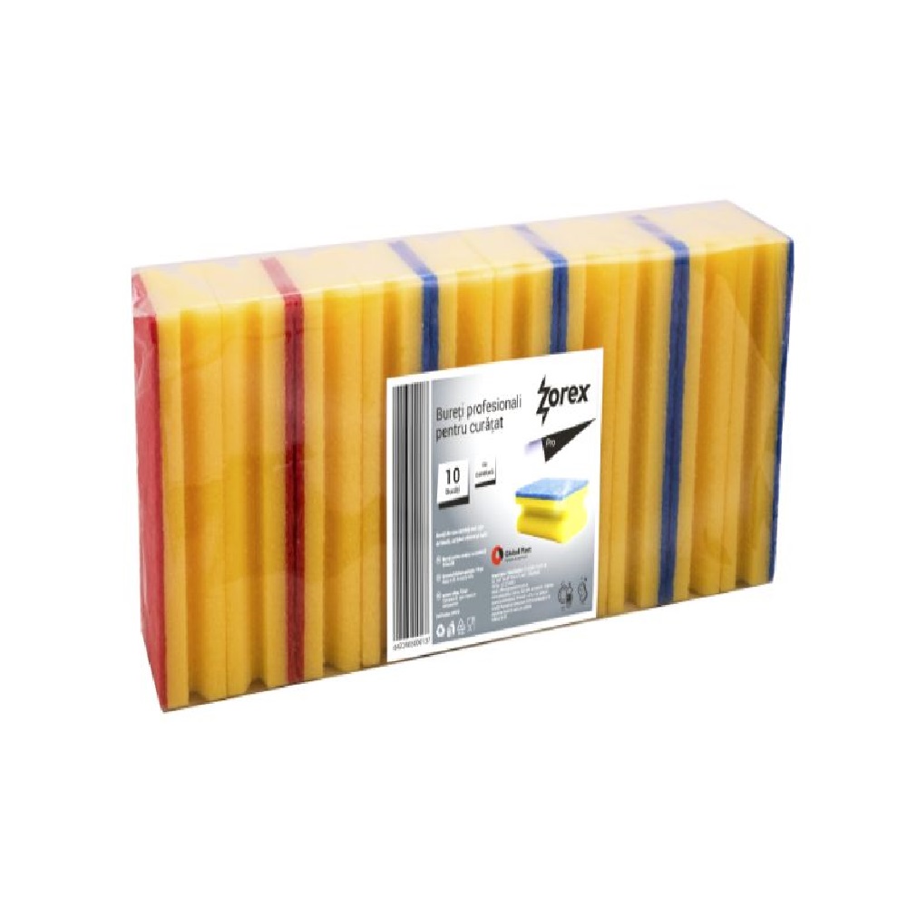Set 10 Bureti cu Canelura  Zorex Pro, 150x70x40 mm, Spuma Poliuretanica si Fibra Abraziva, Culoare Galbena, Burete Profesional,  Burete Vase, Bureti Curatare, Burete pentru Menaj, Bureti pentru Casa Set 10 Bureti cu Canelura  Zorex Pro, 150x70x40 mm, Spuma Poliuretanica si Fibra Abraziva, Culoare Galbena, Burete Profesional,  Burete Vase, Bureti Curatare, Burete pentru Menaj, Bureti pentru Casa