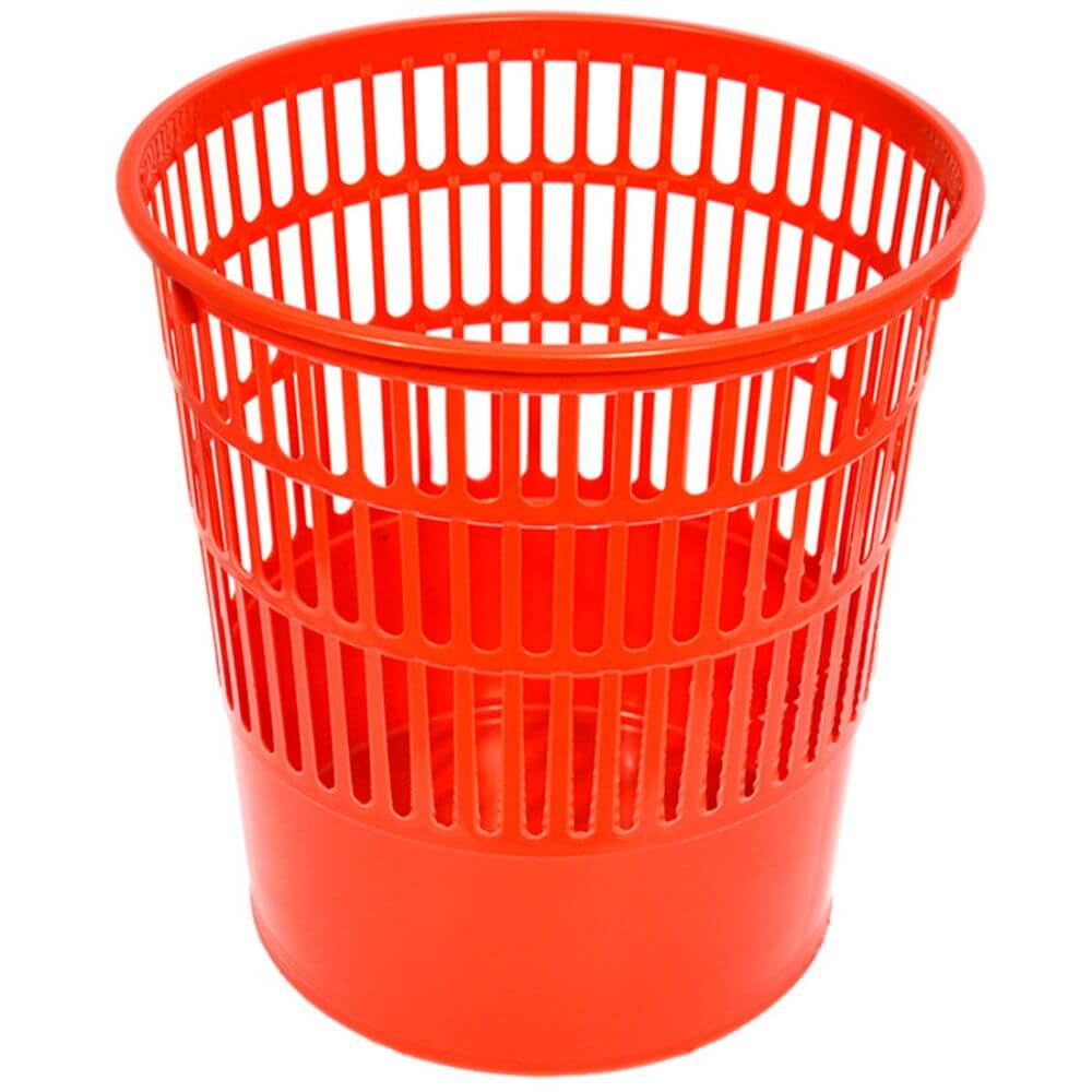 Cos de Plastic Birou, 10 L, 27x29 cm, Culoare Rosie, Cosuri pentru Birou, Cosuri din Plastic pentru Birou, Cos din Plastic pentru Hartii, Cos Plastic cu Perforatii, Cos de Plastic 10 L, Cosuri Mici pentru Hartii, Accesorii de Birou