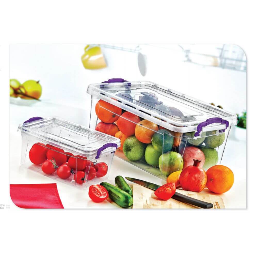 Cutie Depozitare cu Capac, 20x28.5x13 cm, 5.5 L, Plastic Transparent, Cutii din Plastic pentru Alimente, Cutie Alimentara din Plastic, Caserole din Plastic pentru Alimente, Cutii Depozitare cu Capac