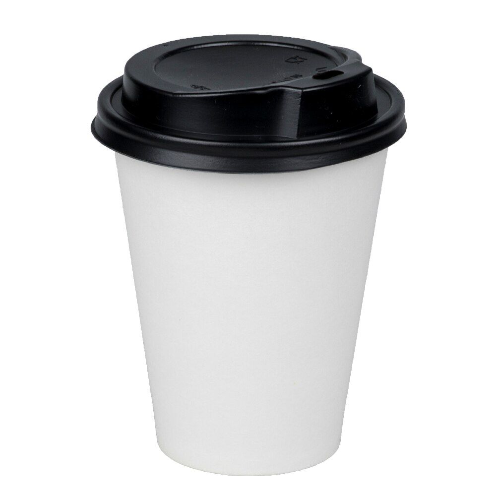 Capace Negre din Plastic, pentru Pahare din Carton 7 OZ, 100 Buc/Bax, Capace din Plastic pentru Pahare, Capace pentru Pahare 7 Oz, Capace din Plastic Negre, Capace Albe din Plastic pentru Pahare