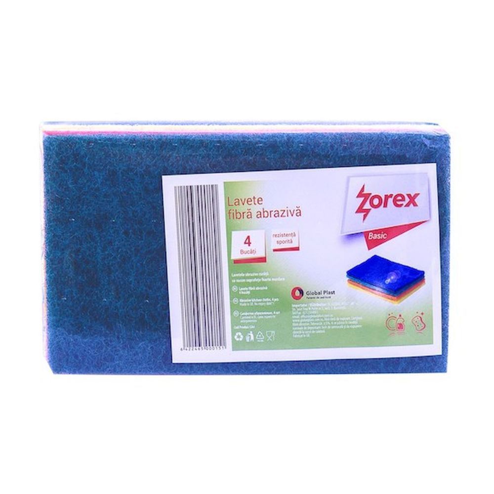 Set 4 Lavete din Fibra Abraziva Zorex Basic,150x90x5 mm, Multicolor, Lavete pentru Curatenie, Lavete Menaj, Lavete pentru Bucatarie, Lavete pentru Vase, Laveta Fibre Abrazive Set 4 Lavete din Fibra Abraziva Zorex Basic,150x90x5 mm, Multicolor, Lavete pentru Curatenie, Lavete Menaj, Lavete pentru Bucatarie, Lavete pentru Vase, Laveta Fibre Abrazive