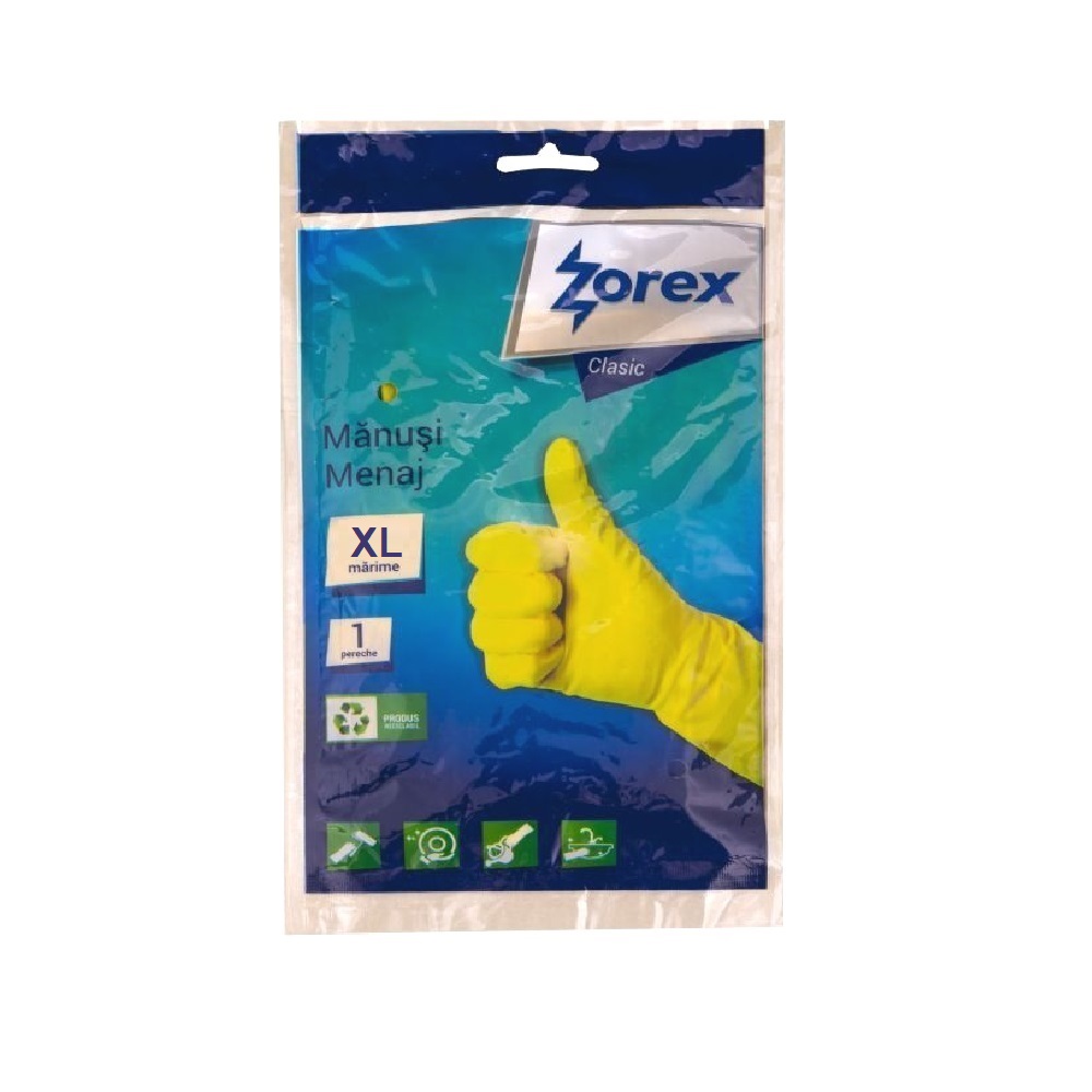 Manusi de Curatenie din Cauciuc Zorex Clasic, Marimea XL, 1 Pereche/Set, Galbene, Manusi de Curatenie, Manusi pentru Menaj, Manusi de Menaj, Manusi Cauciuc, Manusi de Cauciuc, Manusi Uz Casnic, Manusi pentru Curatenie, Manusi Curatare