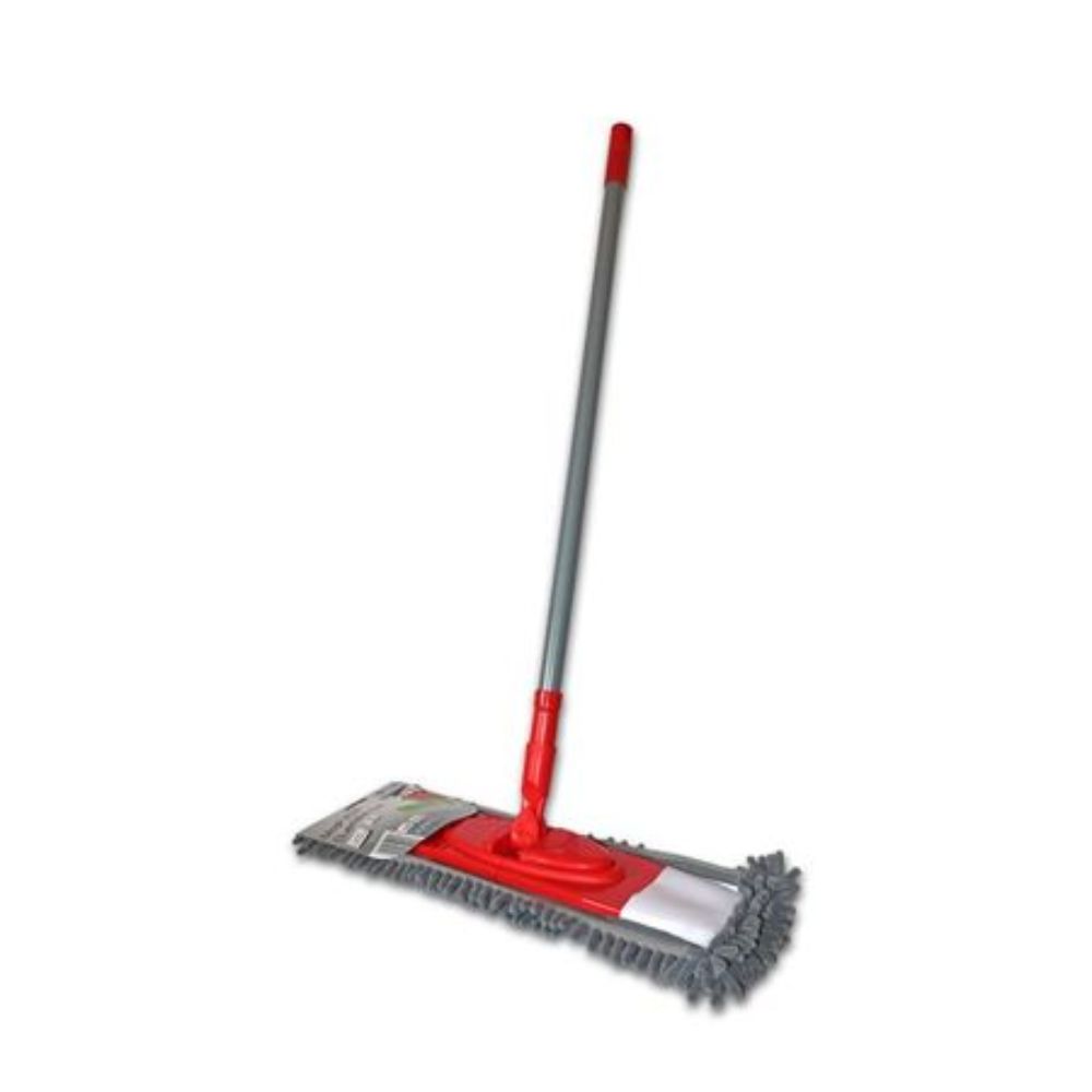 Mop Plat Chenille Lux Zorex cu Coada Metalica de 1.2 m, Talpa 40x10 cm, Microfibra, Culoare Gri, Mopuri Plate, Mopuri cu Coada Metalica, Mopuri Curatenie, Mopuri Menaj