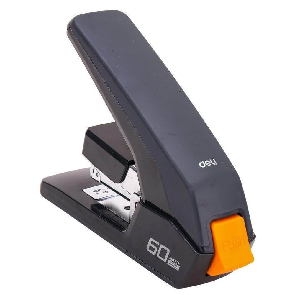 Capsator Deli Exceed Effortless, 60 Coli, Capse 24/6, 26/6, Corp Metalic Negru, Capsatoare Metalice Manuale, Capsator Manual de Hartie, Capsatoare Metalice Deli pentru Birou, Capsatoare 60 Coli, Capsatoare pentru Hartie, Capsator pentru Birou