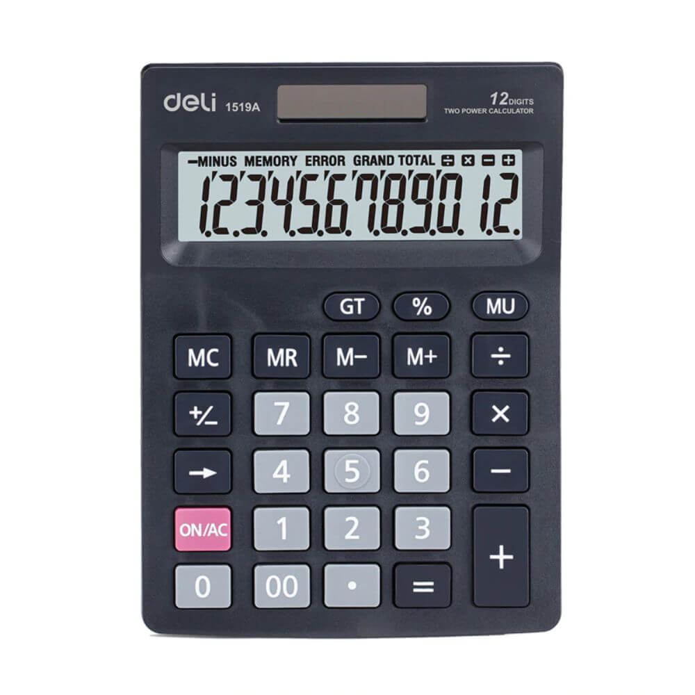 Calculator de Birou Deli Smart, 12 Digits, 205x132x35 mm, Alimentare Duala, Corp din Plastic Negru, Calculatoare Birou, Calculator 12 Digits, Calculator 12 DG de Buzunar, Calculator de Birou Deli, Calculatoare Buzunar, Calculator Portabil