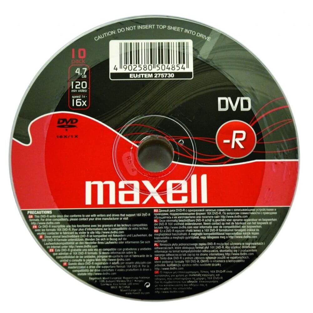 Set 10 DVD-R Inscriptibil Maxell, Capacitate 4.7 GB, Viteza 16x, DVD+R Maxell, DVD-R Printabil, DVD-R 16x4.7 GB, Maxell DVD-R 16x4.7 GB la Set, DVD-R Inregistrare Jocuri si Muzica