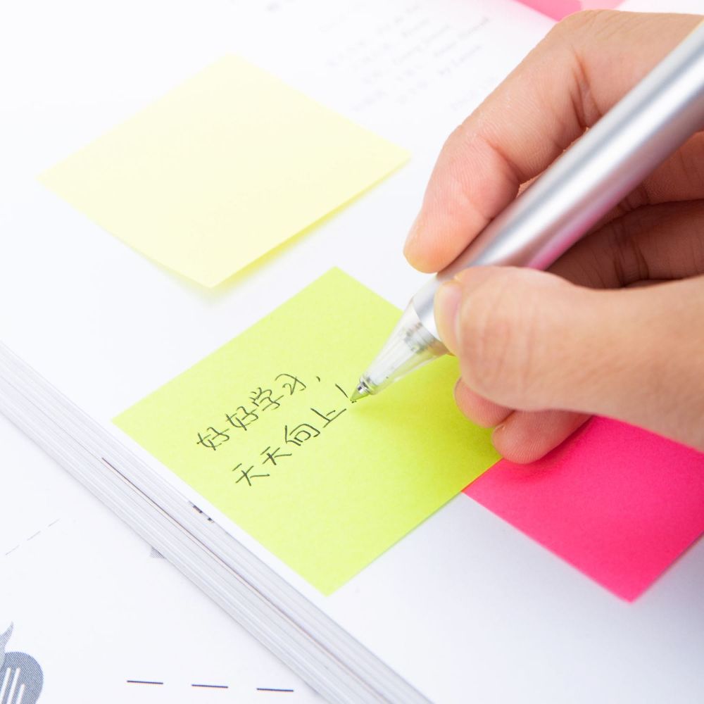 Notite Adezive, Deli Stick Up, 51x51 mm, Culori Neon, 400 Buc/Pachet, Notite Hartie cu Adeziv, Sticky Notite, Cuburi Hartie, Articole pentru Birou, Notite Adezive