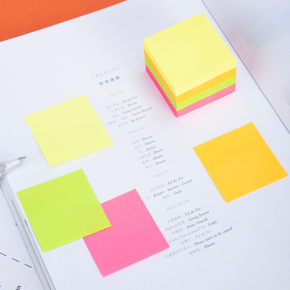 Notite Adezive, Deli Stick Up, 51x51 mm, Culori Neon, 400 Buc/Pachet, Notite Hartie cu Adeziv, Sticky Notite, Cuburi Hartie, Articole pentru Birou, Notite Adezive