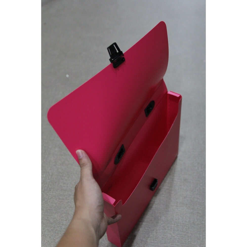 Servieta din Plastic Deli, Roz, Cu Inchidere, Maner de Plastic, Servieta, Servienta pentru Documente, Servieta Documente, Servieta fara Compartimente, Mapa fara Compartimente, Mapa pentru Documente