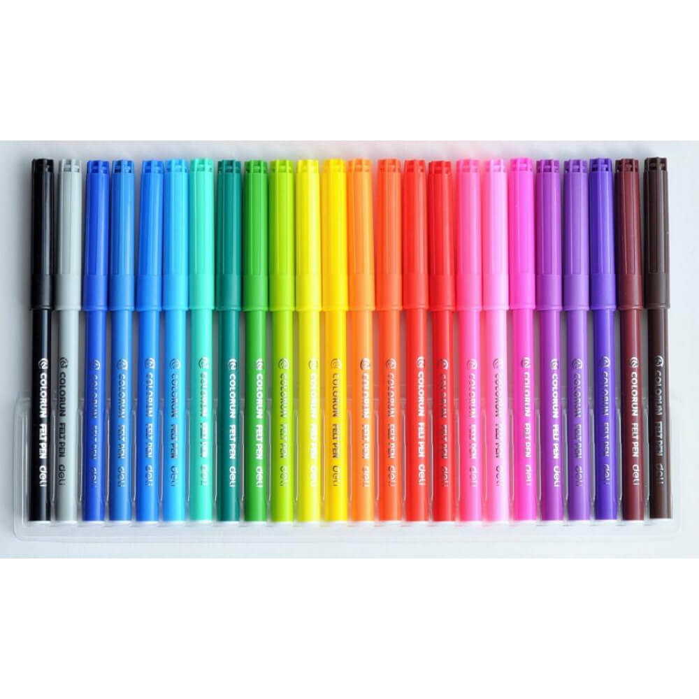 Set 24 Carioci Diverse Culori, Deli ColoRun, Lavabile, 1 mm Varf, Carioci Diverse Culori Deli,  Set de Carioci, Rechizite Scolare, Carioci cu Varf Subtire, Gama Deli ColoRun,  Carioci Diverse Culori, Carioci pentru Gradinita