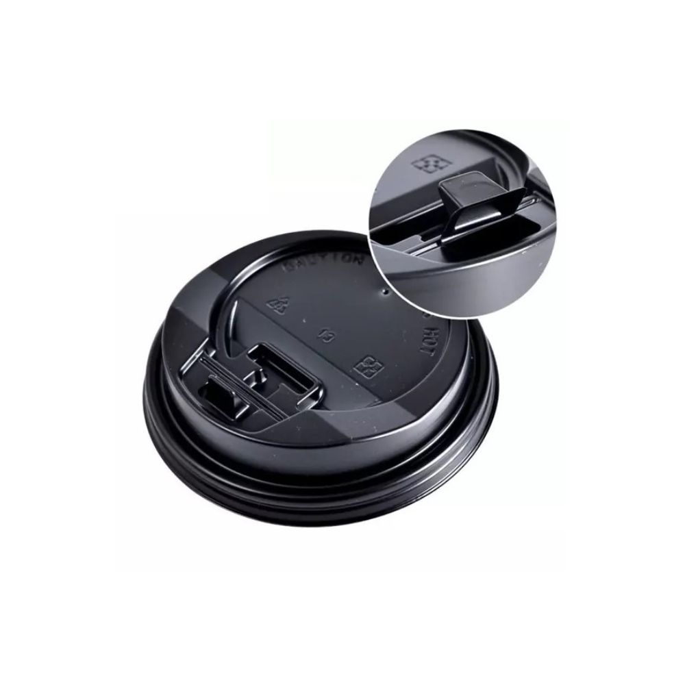 Capace Negre din Plastic, Dimensiune 4 Oz, 100 Buc/Bax, Capace pentru Pahare de Carton, Capace pentru Bauturi Calde