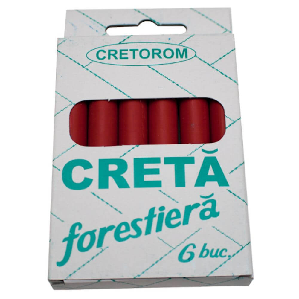 Set 6 Bucati Creta Rosie Forestiera CRETOROM, Creta Forestiera, Creta Foriestera Rosie, Creta pentru Marcaje Forestiere, Creta pentru Exploatari Forestiere, Creta pentru Lemn, Creta Forestiera Colorata, Creta pentru Marcarea Lemnului