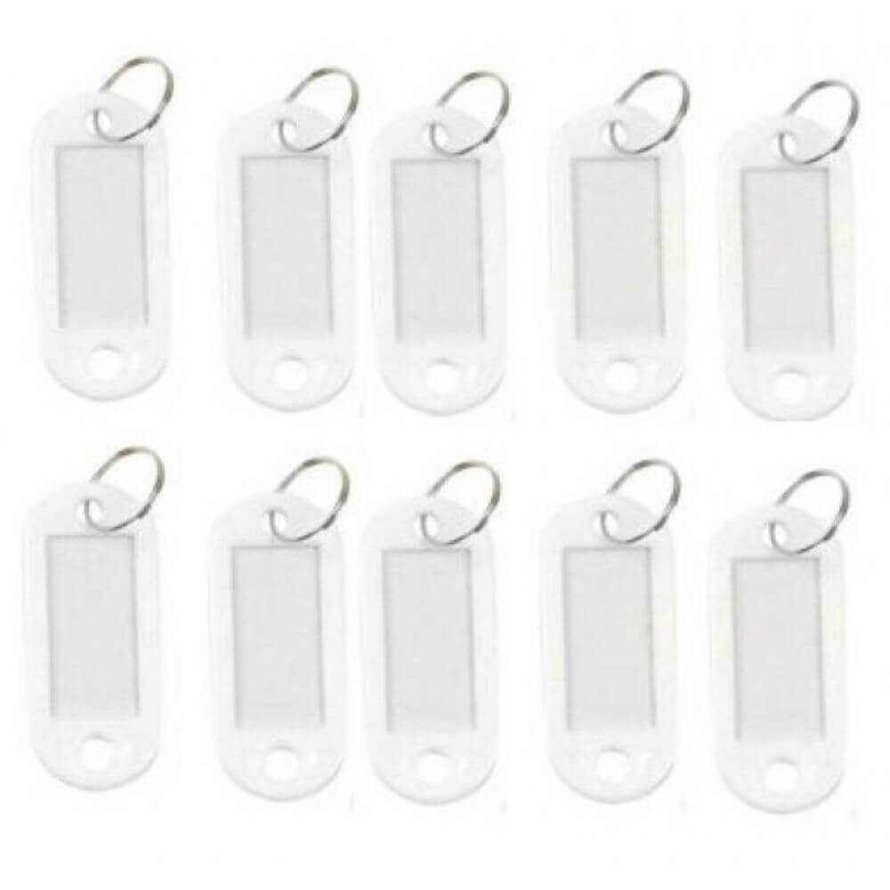 Set 10 Brelocuri Chei cu Eticheta EVOFFICE, 50x22 mm, Albe, Breloc pentru Chei, Brelocuri cu Eticheta pentru Chei, Set Brelocuri Chei cu Eticheta, Brelocuri Chei cu Suport pentru Eticheta, Brelocuri cu Eticheta pentru Hotel