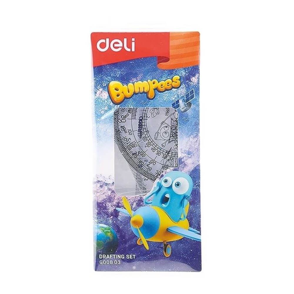 Set Geometrie, Deli, 4 Piese, Rechizite Scolare, Accesorii pentru Scoala, Deli Set pentru Geometrie, Liniare pentru Scoala