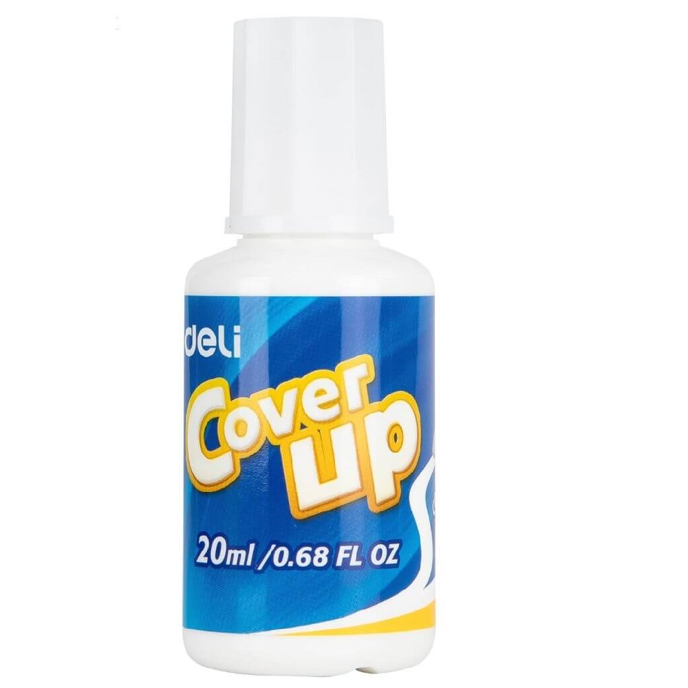 Corector Tip Pensula DELI, 20 ml, Culoare Alba, Corectoare Tip Pensula, Instrumente de Scris si Corectat, Corectoare Cerneala Pix, Corectoare cu Pensula, Corector pentru Scriere, Pasta Corectoare, Corector Alb pentru Scris